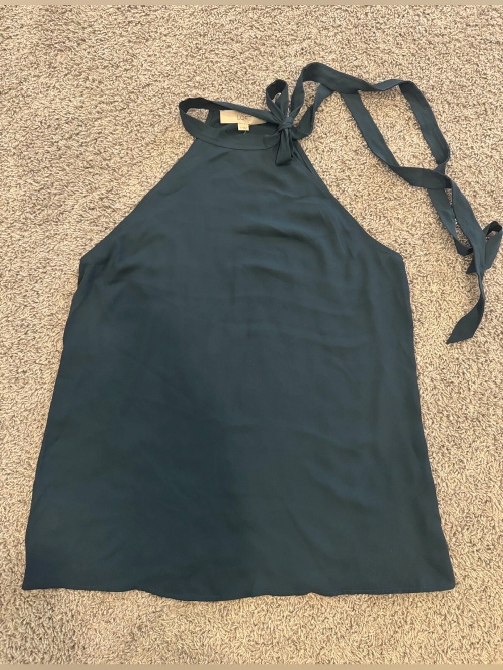 NWT Loft Tie Neck Halter Top, Teal/Dark Green, Size Small